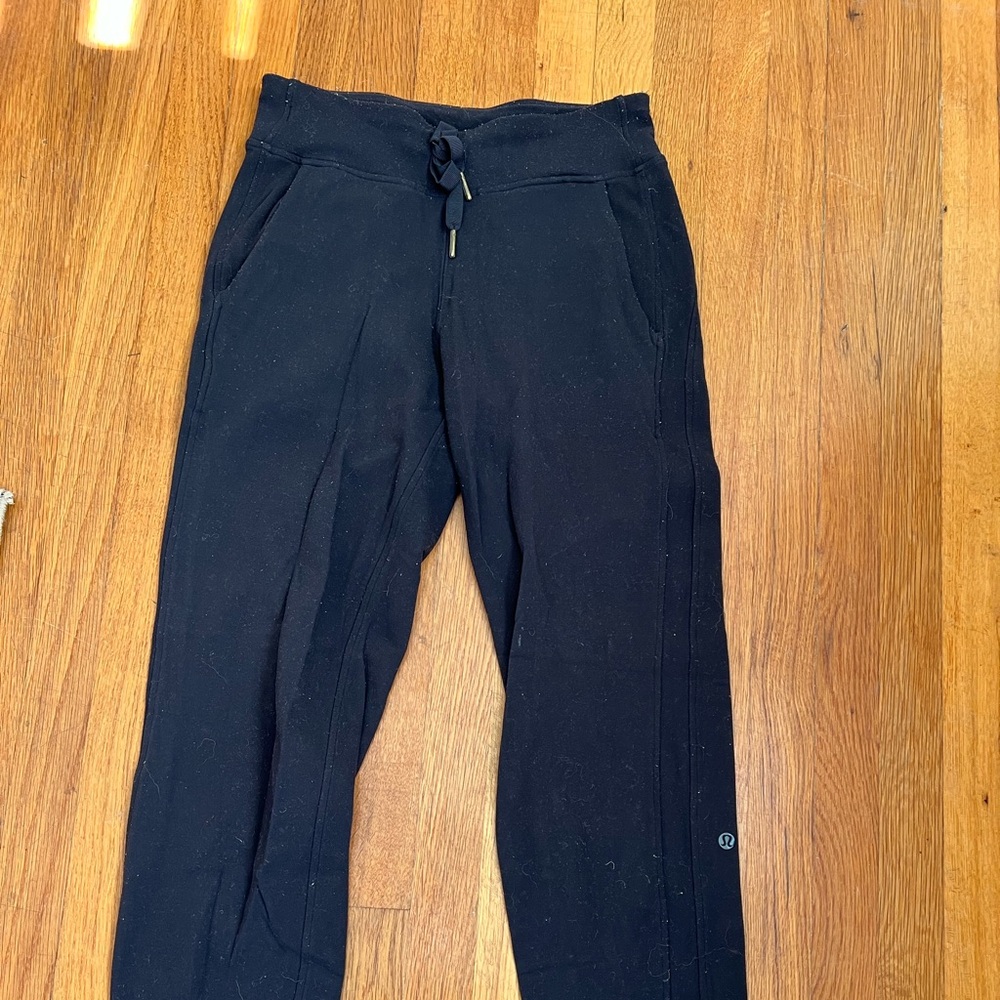 Lululemon women’s sweatpants with tapered ankles. Some wear and tear